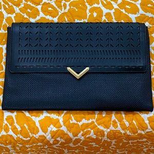 Stella & Dot City Slim Clutch Black Perf